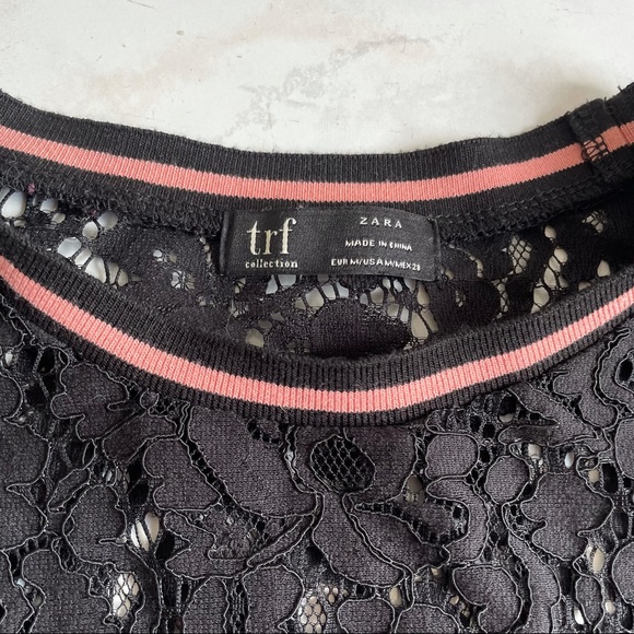 Zara trf (M) lace jersey in black and coral pink. Great condition - Picture 5 of 7